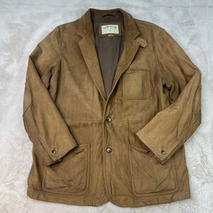 Orvis Jacket Mens 46 Brown Leather Zambezi Field Coat Blazer Hunting Western